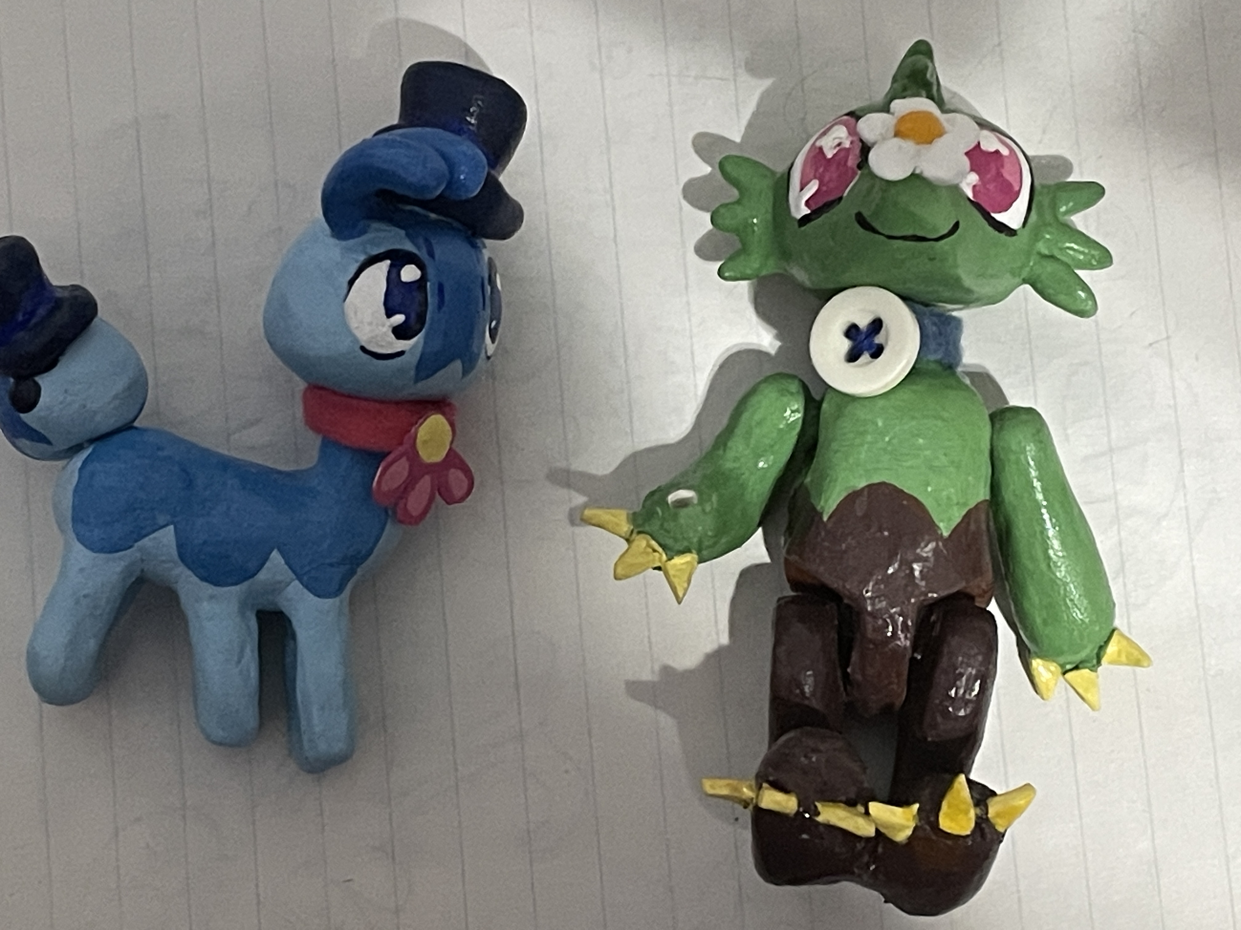 Sculpted figures.