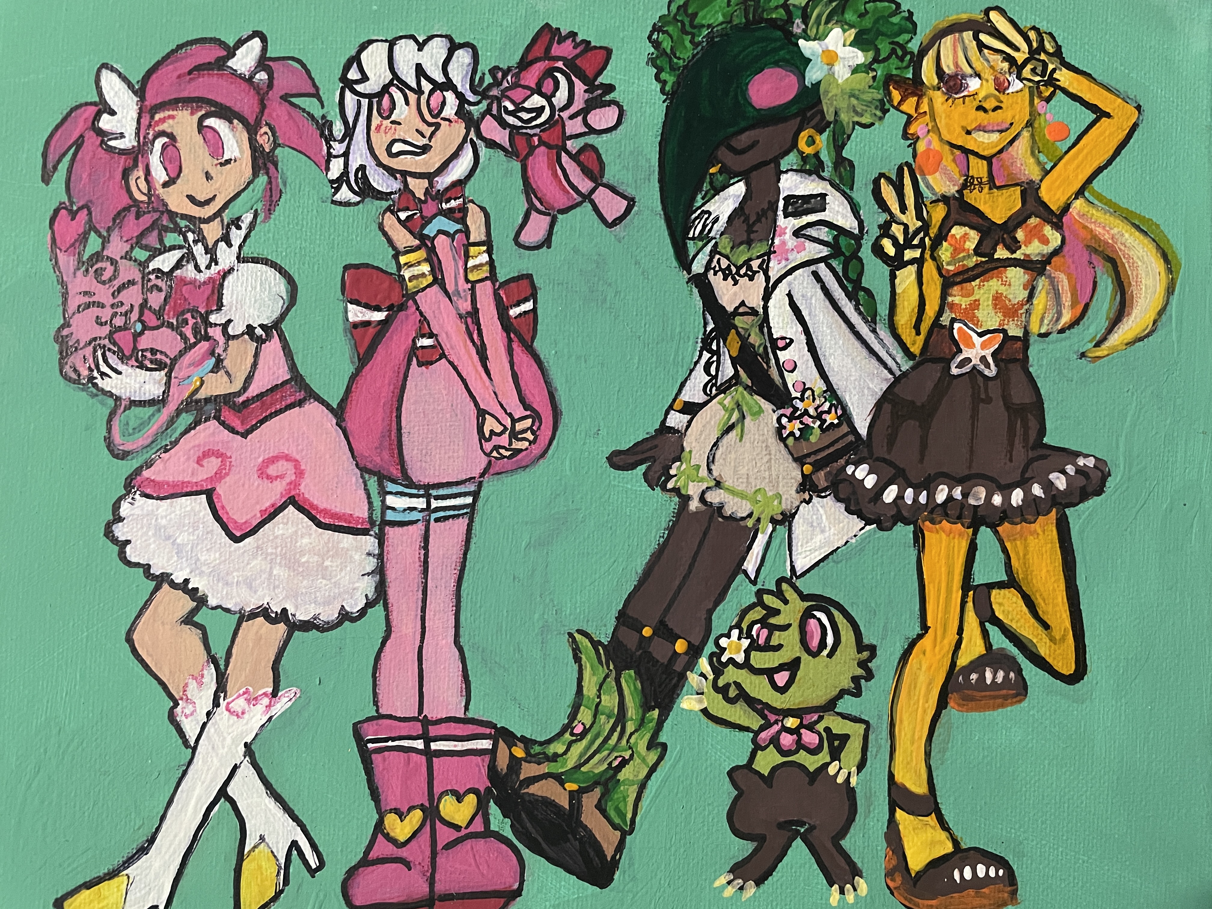 A canvas painting of the main characters of my original series.